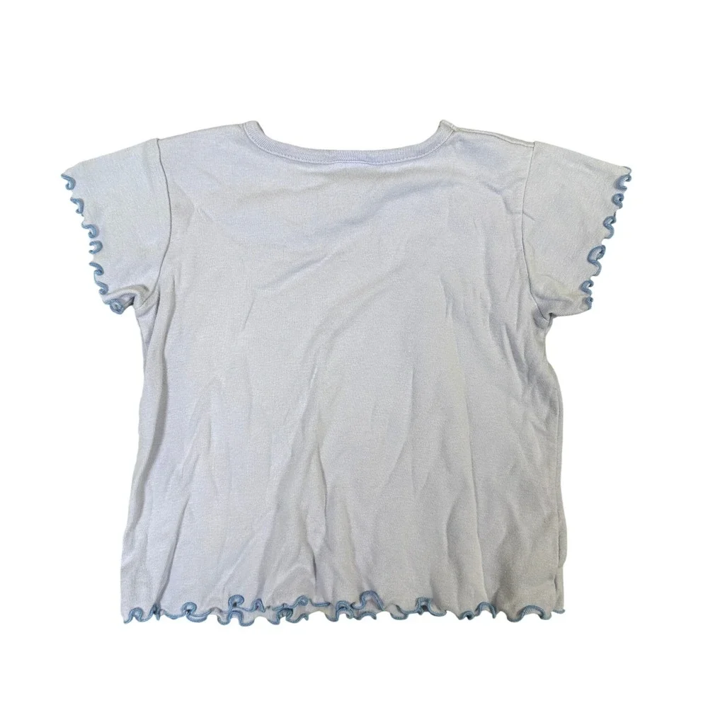 Vintage OshKosh Bgosh Girls Lavender Floral Lettuce Edge Cotton Top Size 6 USA